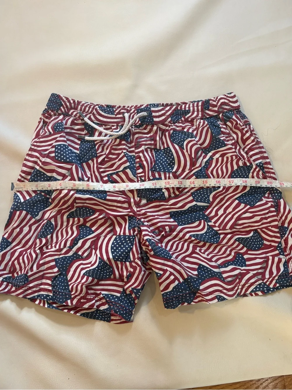 Cotton On Men's Red & Blue Flag-Pattern Swim Trunks